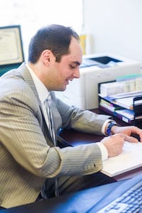 James at his office