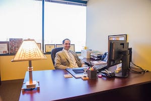 James at his office