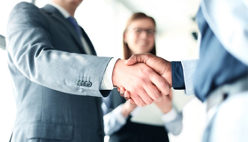 Business professionals engaging in a handshake